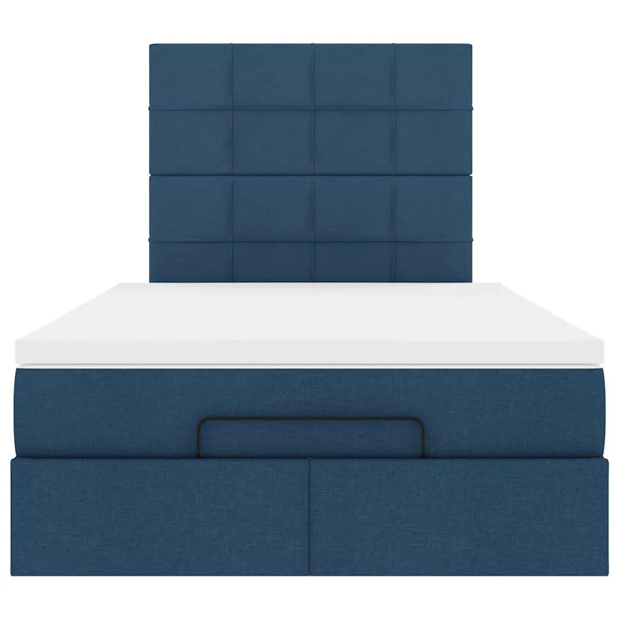 Cadre de lit ottoman avec matelas bleu 120x200 cm tissu - 8