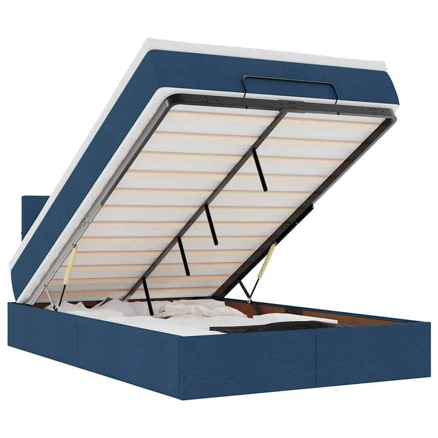 Lit ottoman avec matelas et LED Bleu 120x200 cm Tissu - 2