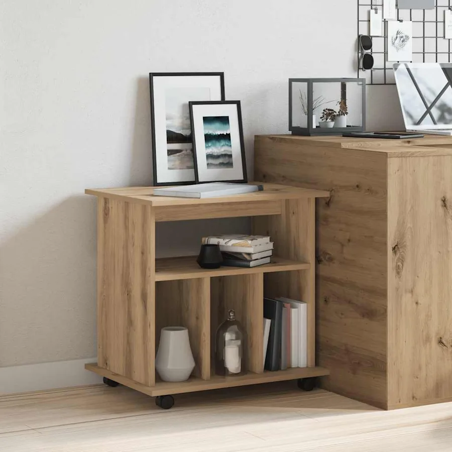 Armoire roulante chêne artisanal 60x45x60 cm bois d'ingénierie