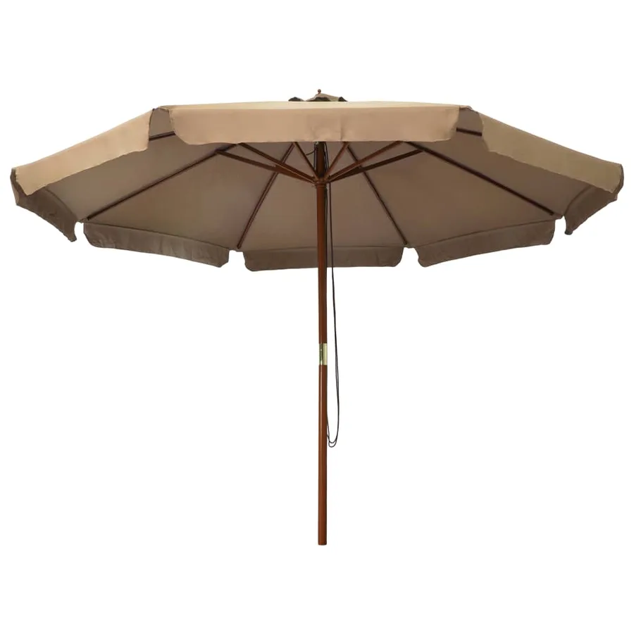 Parasol d'extérieur avec mât en bois 330 cm Taupe - 2