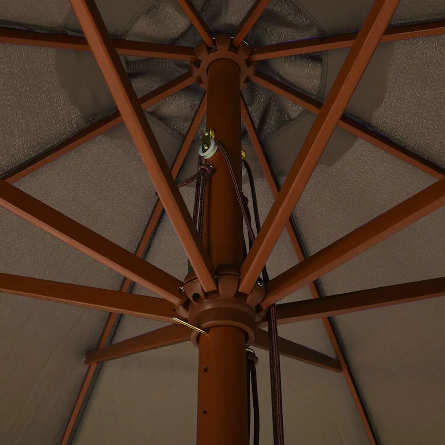 Parasol d'extérieur avec mât en bois 330 cm Taupe - 4