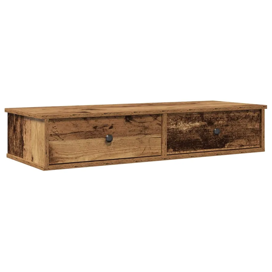 Étagère murale avec tiroirs vieux bois bois d'ingénierie - 2