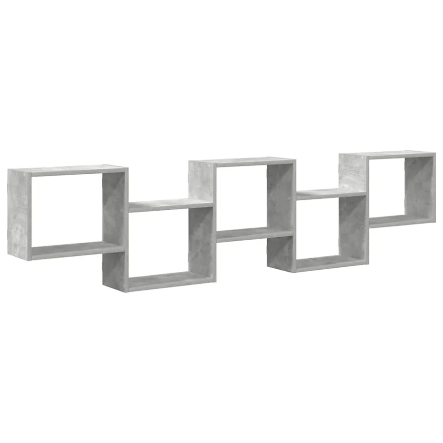 Étagère cube murale 5 compartiments gris béton bois ingénierie - 2