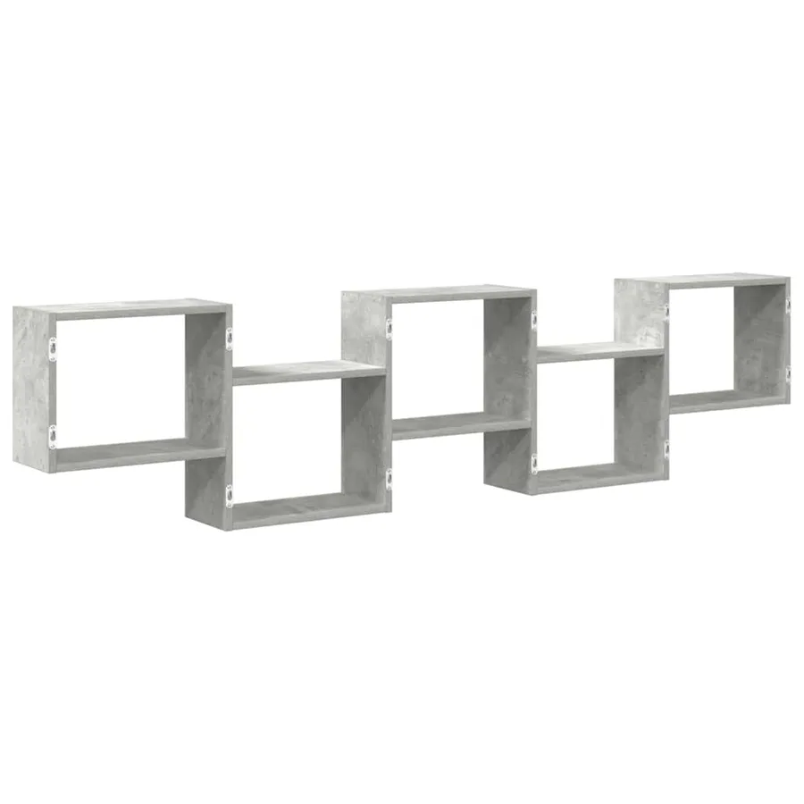 Étagère cube murale 5 compartiments gris béton bois ingénierie - 6