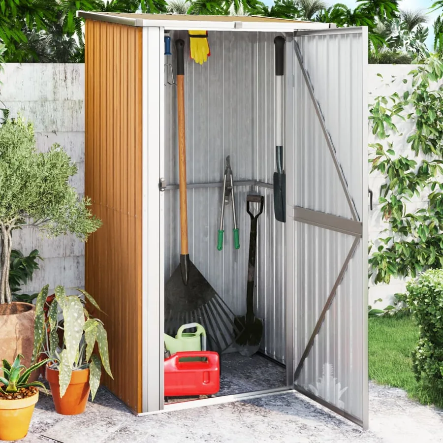 Abri de jardin marron 118,5 x 97 x 209,5 cm Acier galvanisé