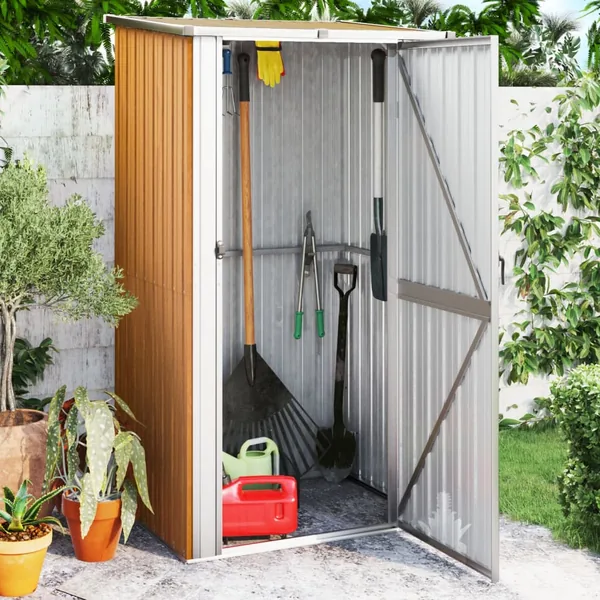 Abri de jardin marron 118,5 x 97 x 209,5 cm Acier galvanisé