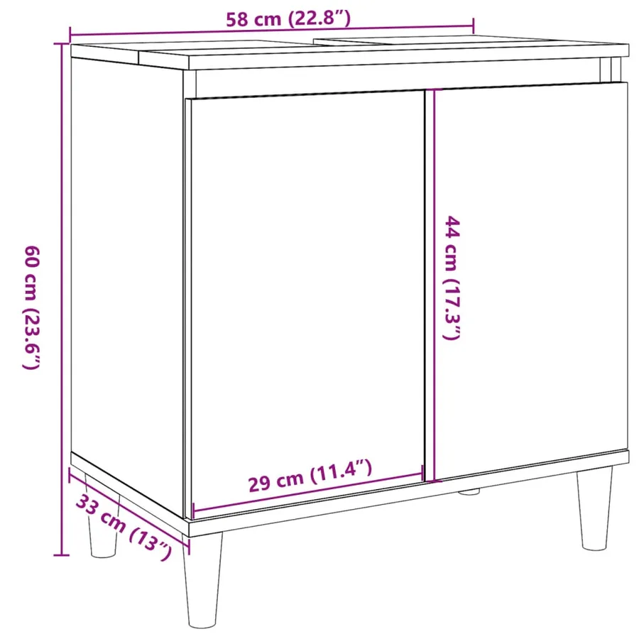 Armoire d'évier vieux bois 58x33x60 cm bois d'ingénierie - 10