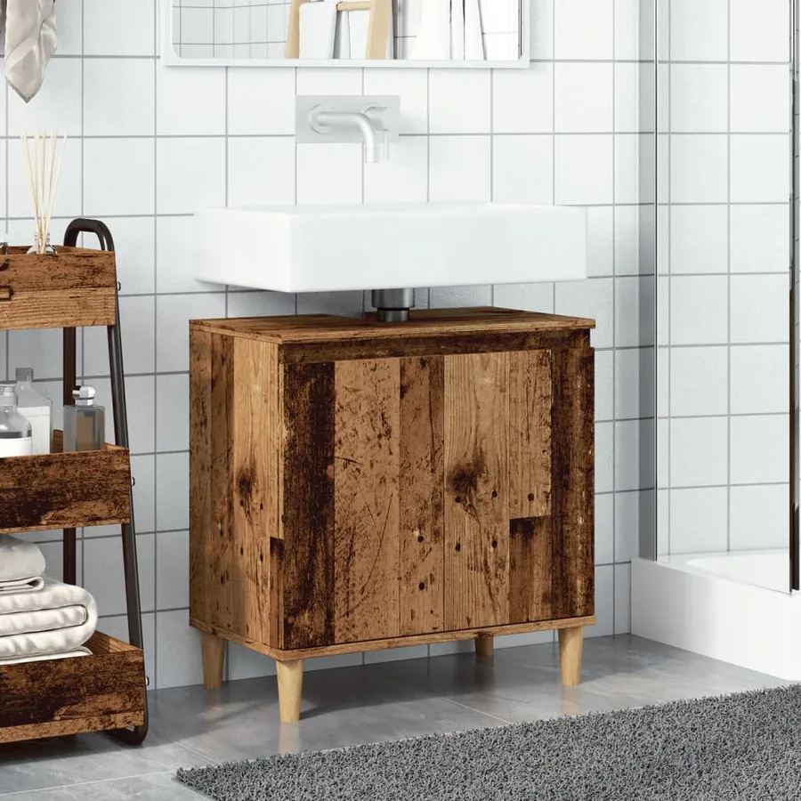Armoire d'évier vieux bois 58x33x60 cm bois d'ingénierie - 3