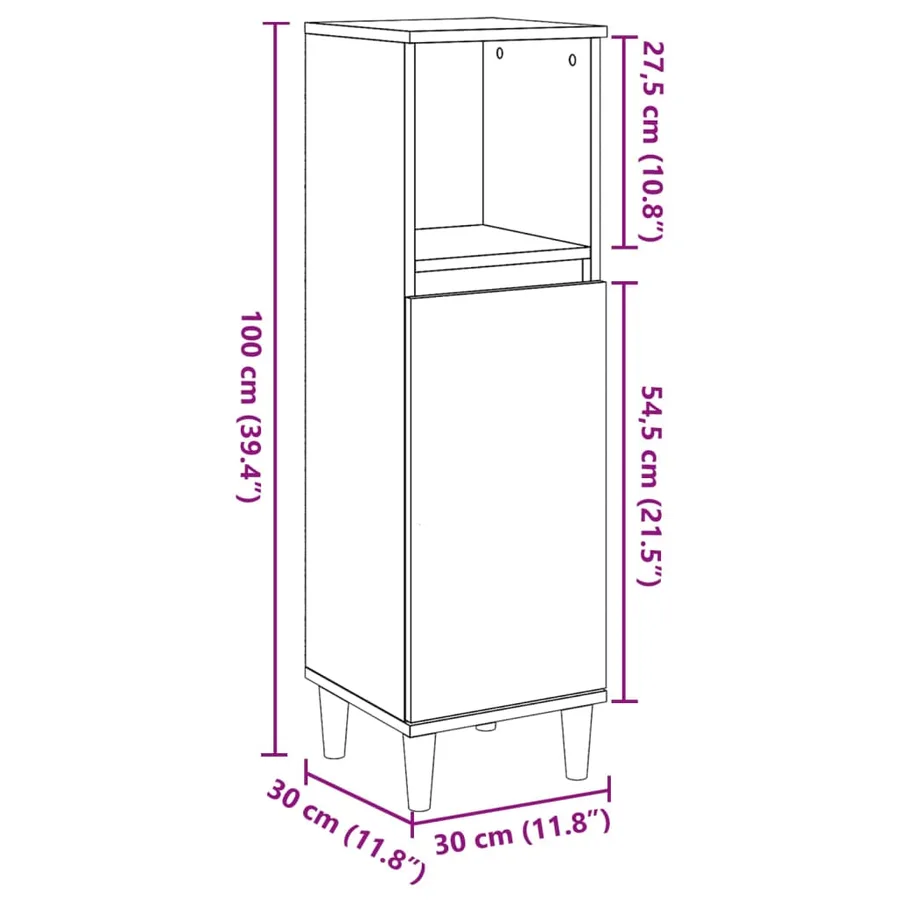 Armoire de salle de bain chêne artisanal 30x30x100 cm - 11