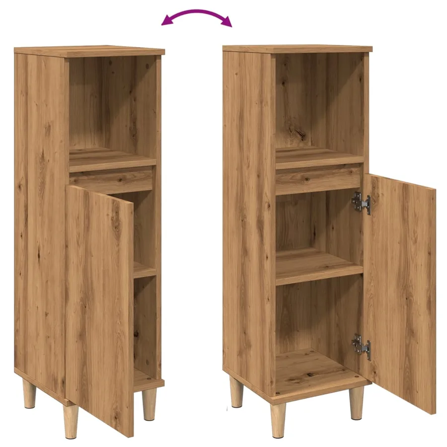 Armoire de salle de bain chêne artisanal 30x30x100 cm - 8