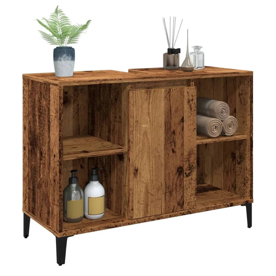Armoire d'évier vieux bois 80x33x60 cm bois d'ingénierie - 4