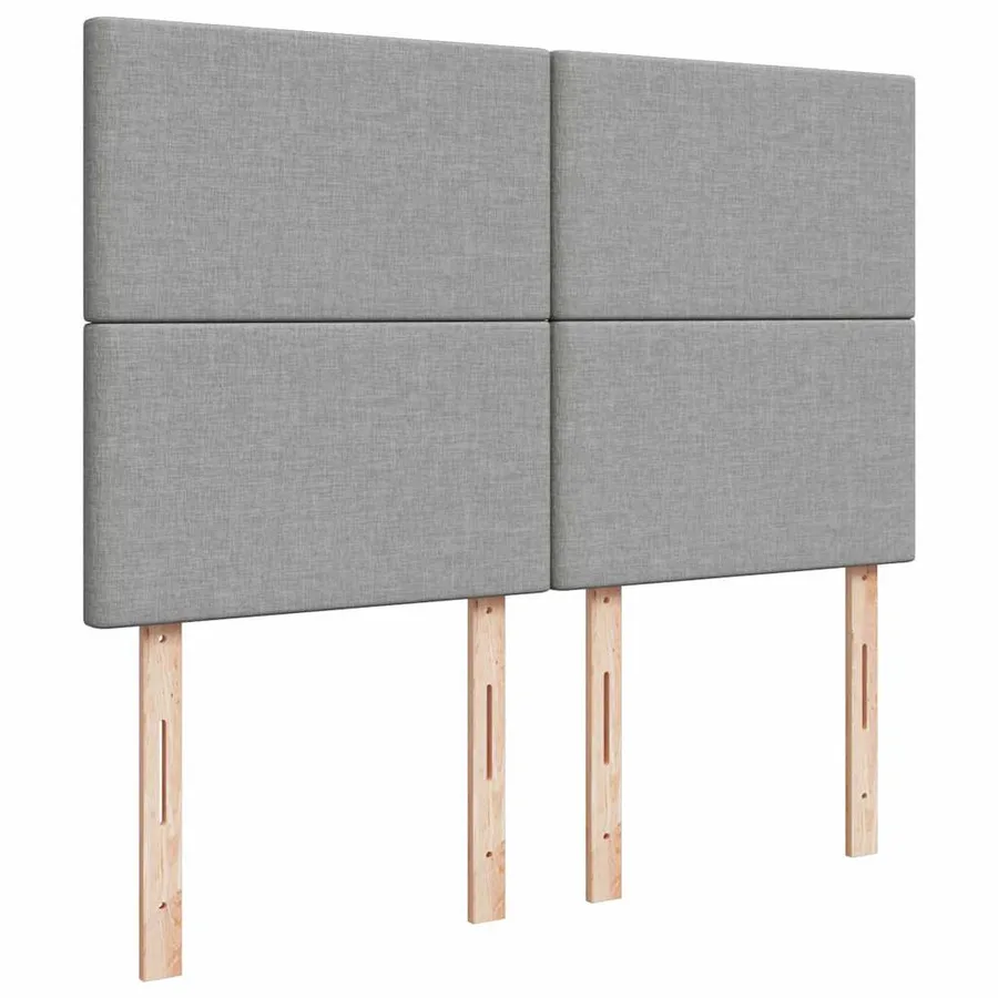 Cadre de lit ottoman et matelas gris clair 140x190 cm tissu - 10