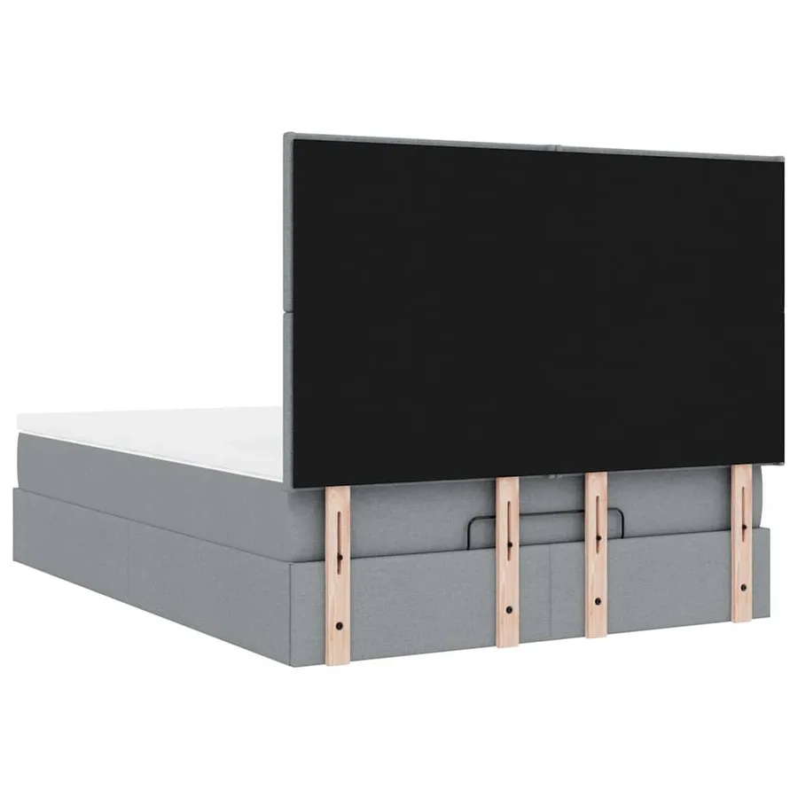 Cadre de lit ottoman et matelas gris clair 140x190 cm tissu - 12