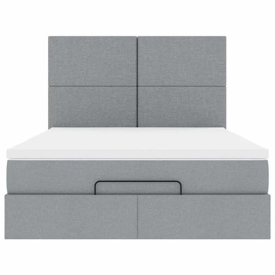 Cadre de lit ottoman et matelas gris clair 140x190 cm tissu - 8