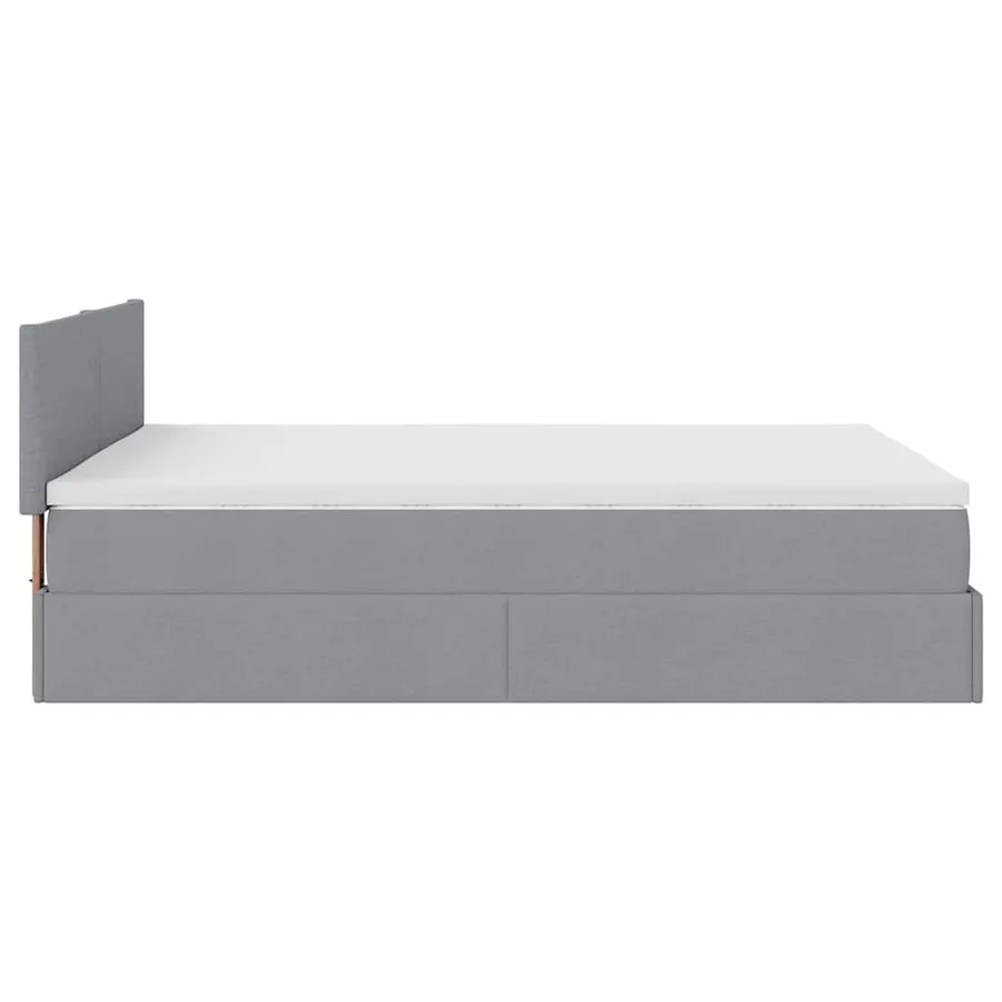 Lit ottoman avec matelas et LED gris clair 140x190 cm tissu - 11