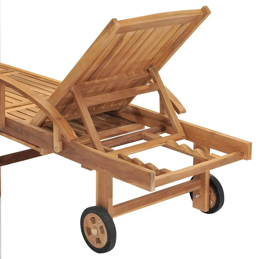 Chaise longue Bois de teck solide - 8