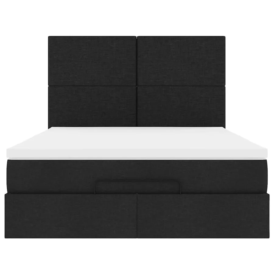 Cadre de lit ottoman avec matelas noir 140x190 cm tissu - 7