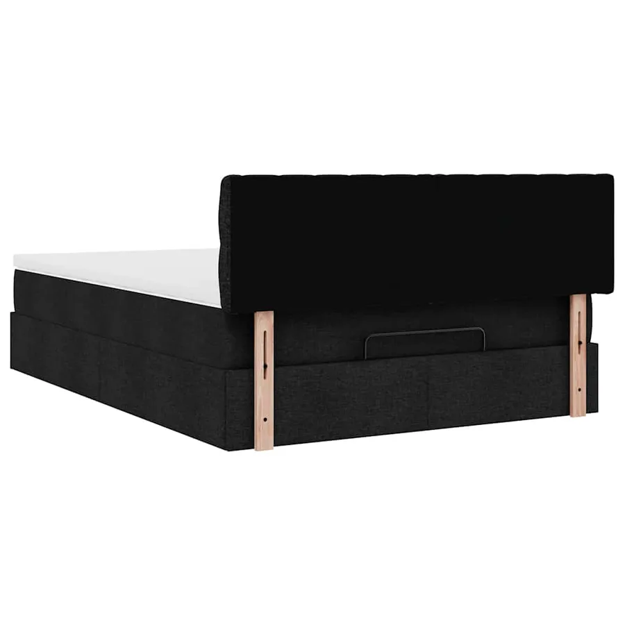Lit ottoman avec matelas et LED noir 140x190 cm tissu - 12