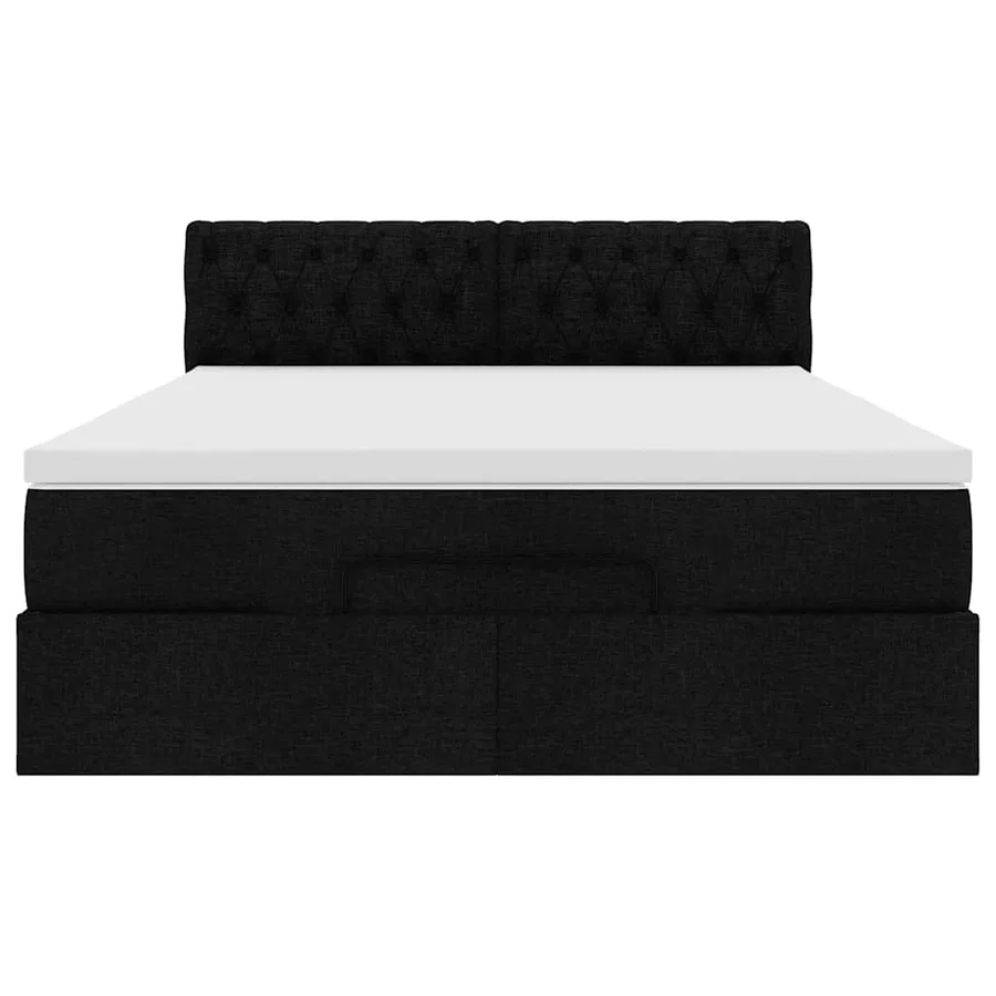 Lit ottoman avec matelas et LED noir 140x190 cm tissu - 8