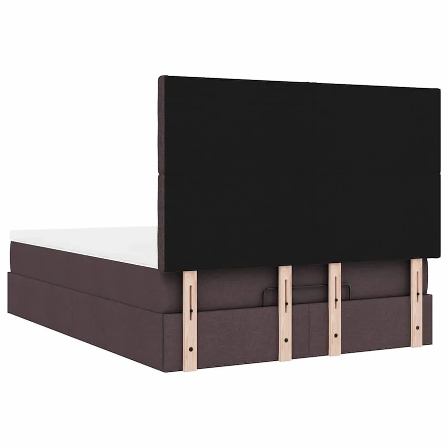 Cadre de lit ottoman avec matelas marron foncé 140x190 cm tissu - 12