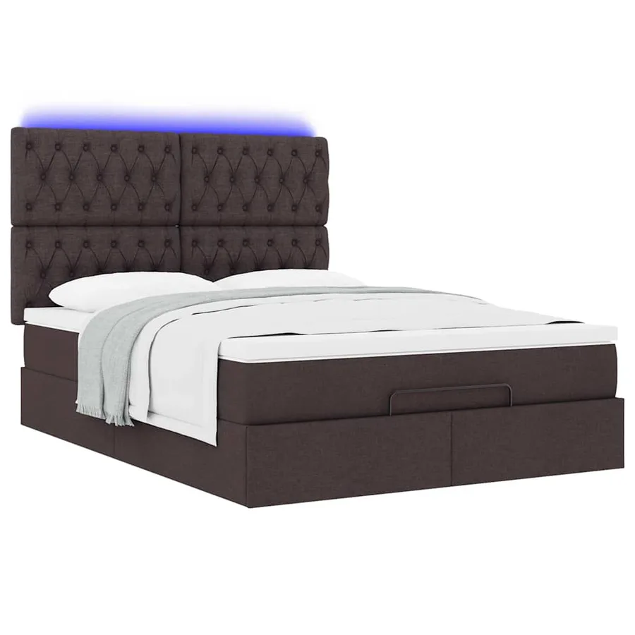 Cadre de lit ottoman avec matelas marron foncé 140x190 cm tissu - 6