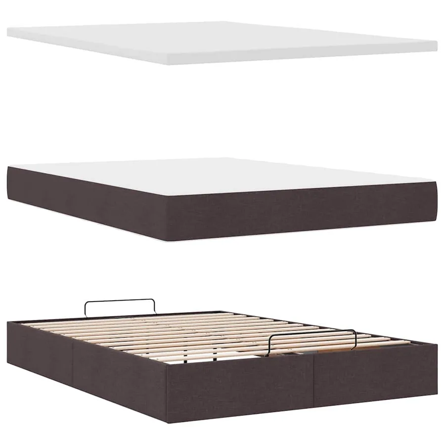 Cadre de lit ottoman avec matelas marron foncé 140x190 cm tissu - 8