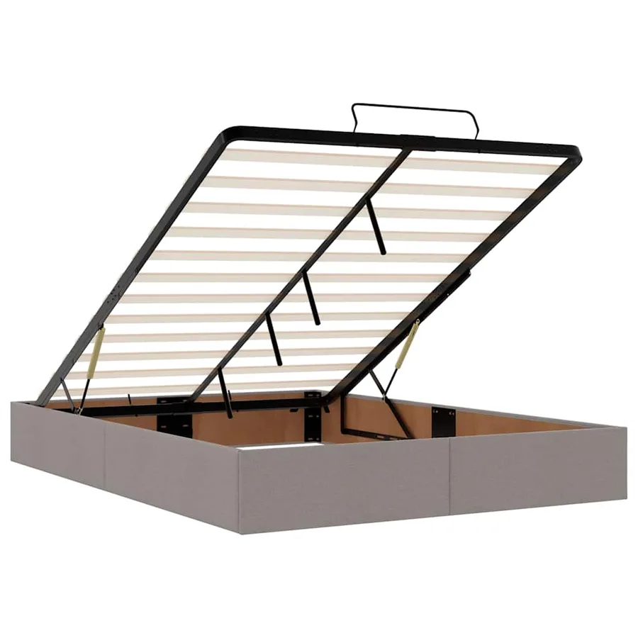 Cadre de lit ottoman avec matelas taupe 140x190 cm tissu - 11