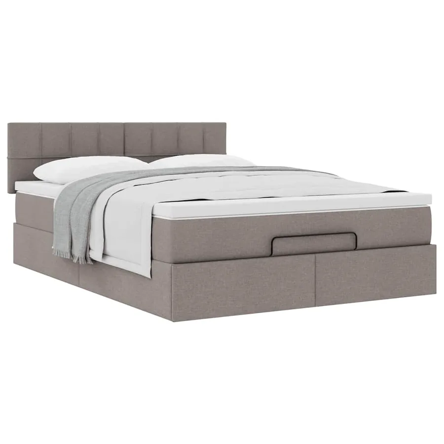 Lit ottoman avec matelas taupe 140x190 cm tissu - 5
