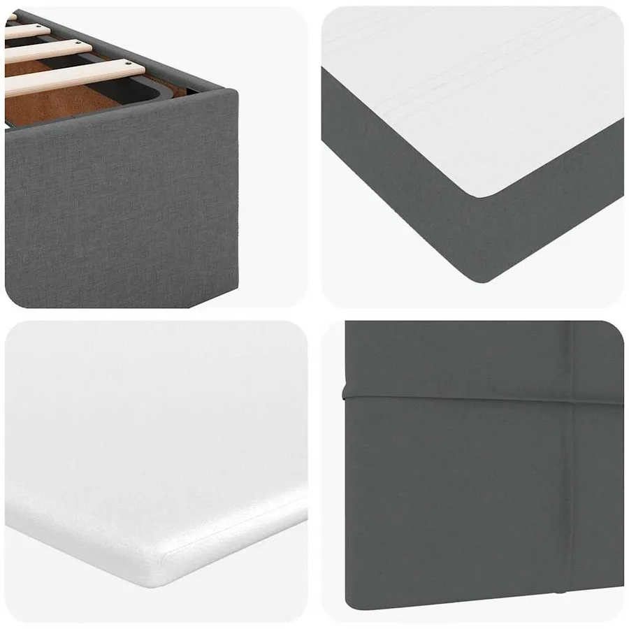 Lit ottoman avec matelas et LED gris foncé 140x190 cm tissu - 16