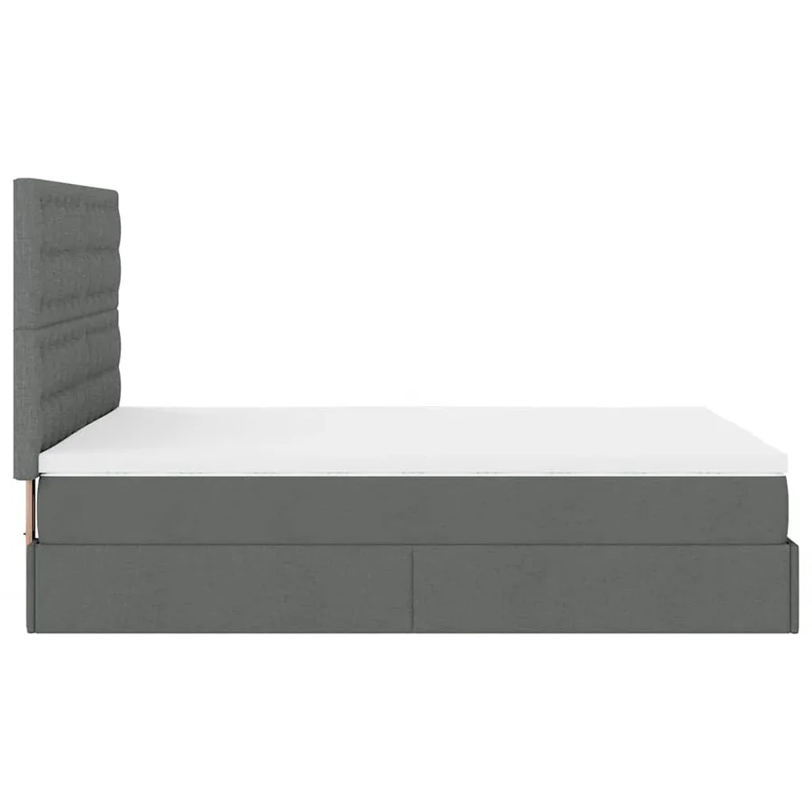 Cadre de lit ottoman avec matelas gris foncé 140x190 cm tissu - 11