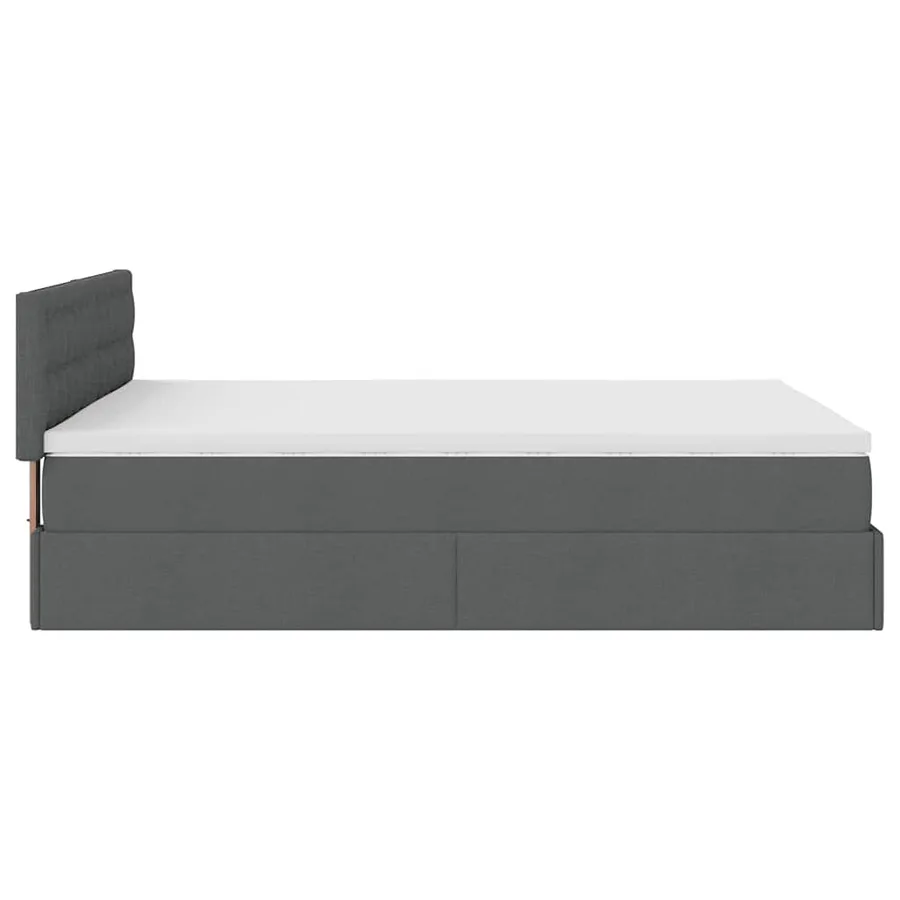 Lit ottoman avec matelas gris foncé 140x190 cm tissu - 10