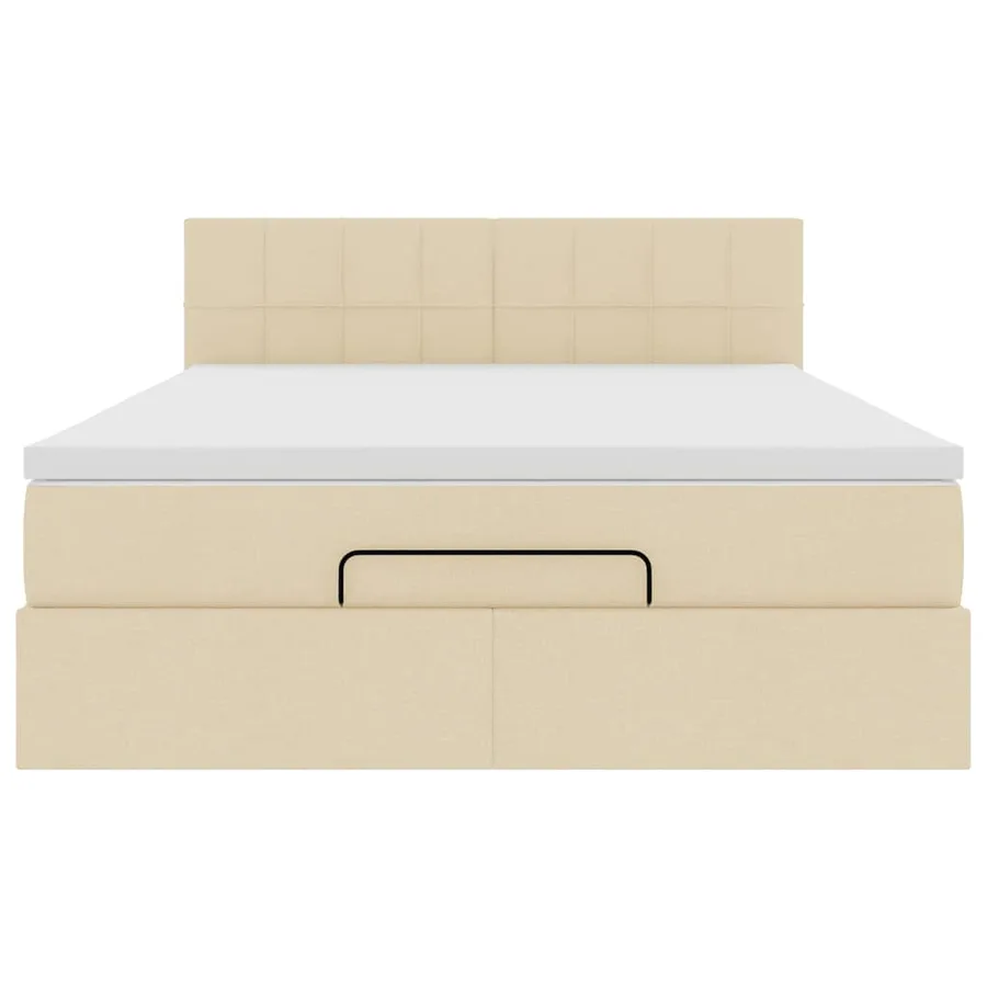 Lit ottoman avec matelas et LED crème 140x190 cm tissu - 8