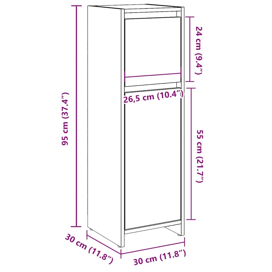 Armoire de salle de bain Gris béton 30x30x95 cm Aggloméré - 11
