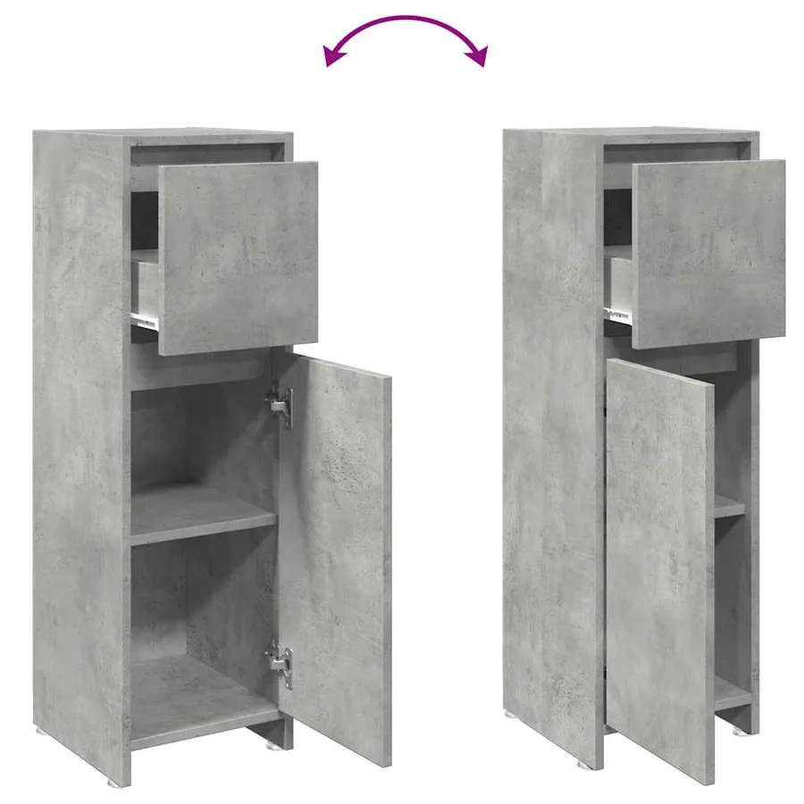 Armoire de salle de bain Gris béton 30x30x95 cm Aggloméré - 7