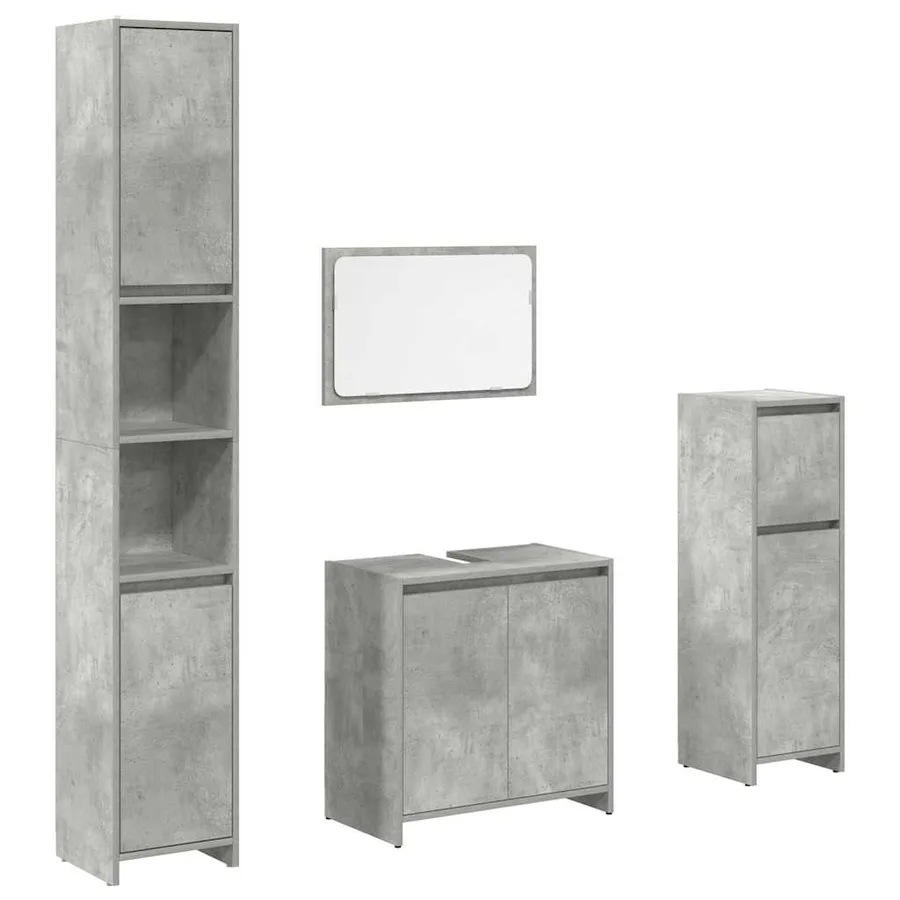 Ensemble de meubles de salle de bain 4 pcs gris béton - 2