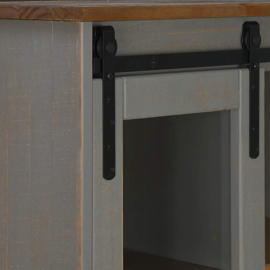 Armoire à vin HALDEN casiers à vin porte coulissante gris pin - 7