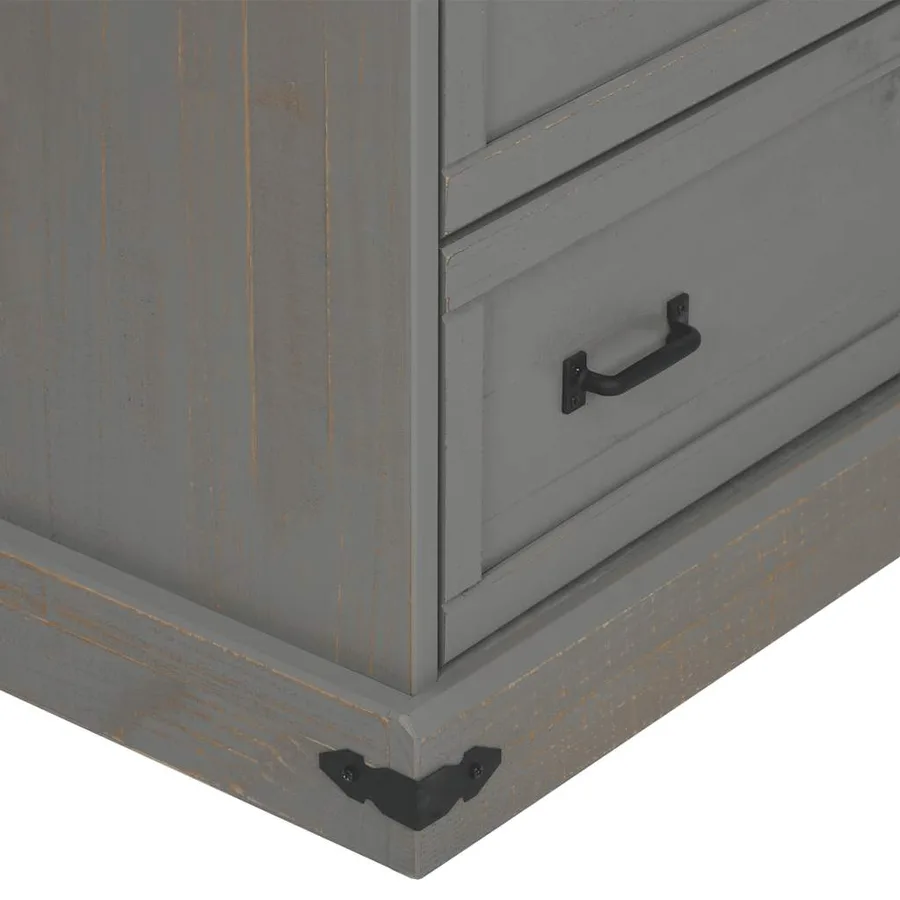 Armoire à vin HALDEN casiers à vin porte coulissante gris pin - 8
