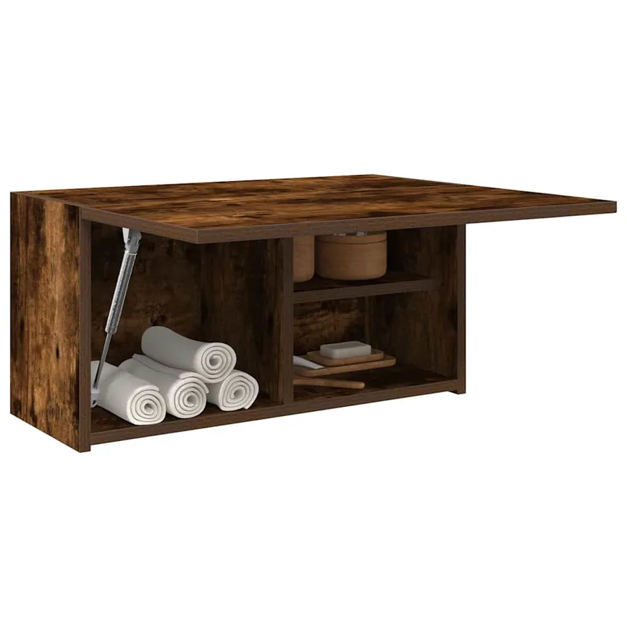 Armoire murale de bain chêne fumé 60x25x30 cm bois d'ingénierie - 4