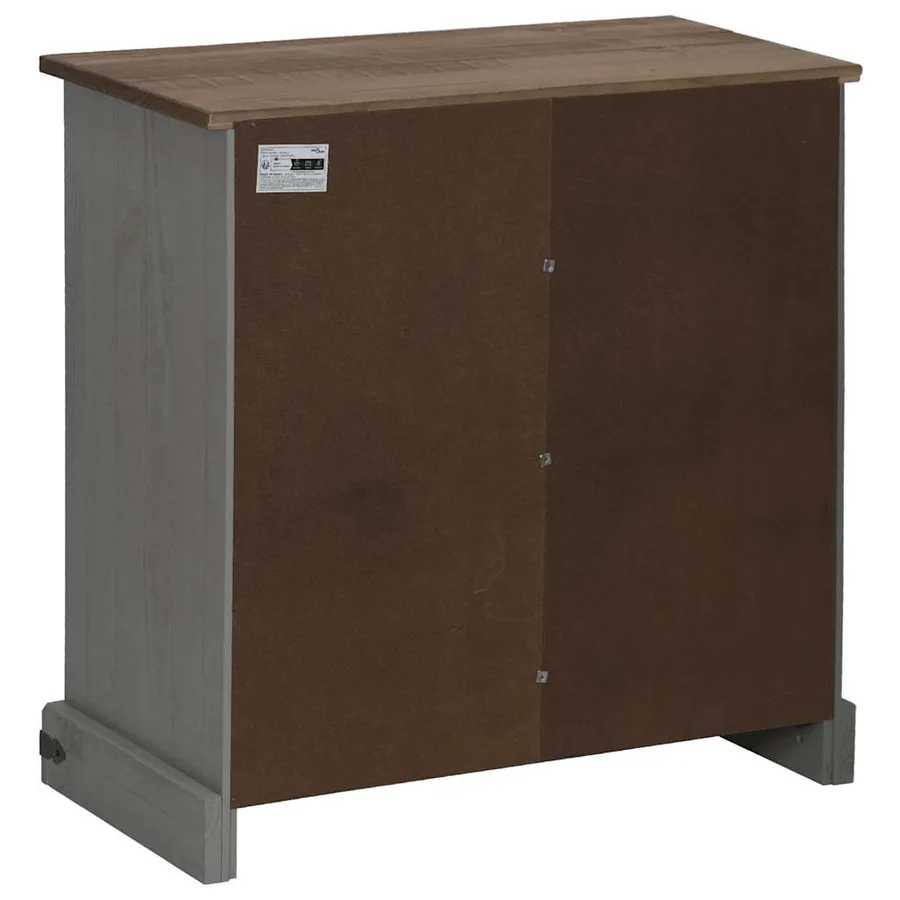 Buffet HALDEN porte coulissante gris 80x40x80 cm bois massif - 6