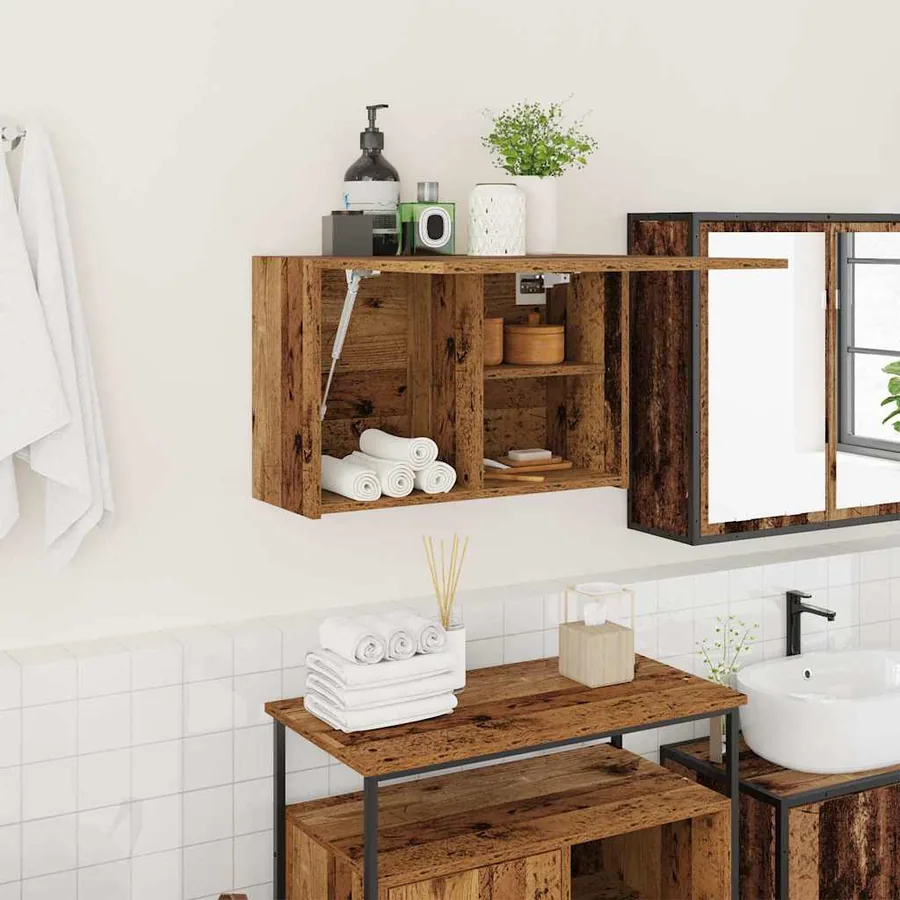 Armoire murale de bain vieux bois 60x25x40 cm bois d'ingénierie