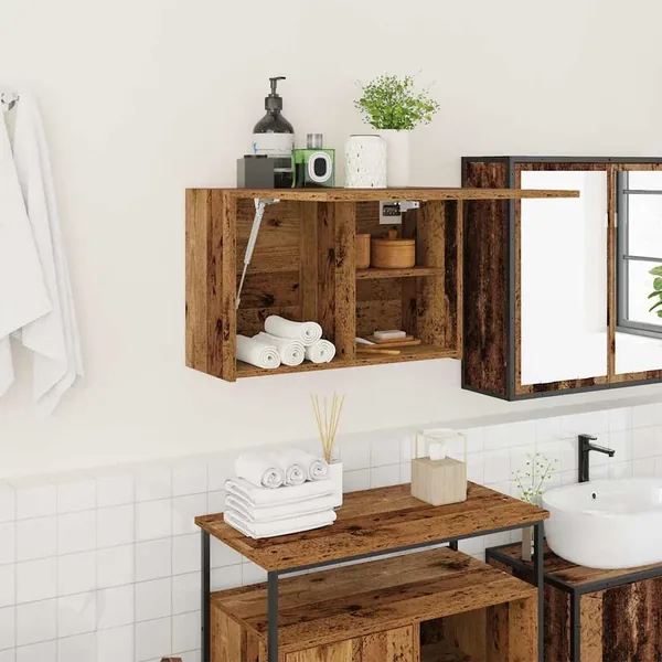 Armoire murale de bain vieux bois 60x25x40 cm bois d'ingénierie