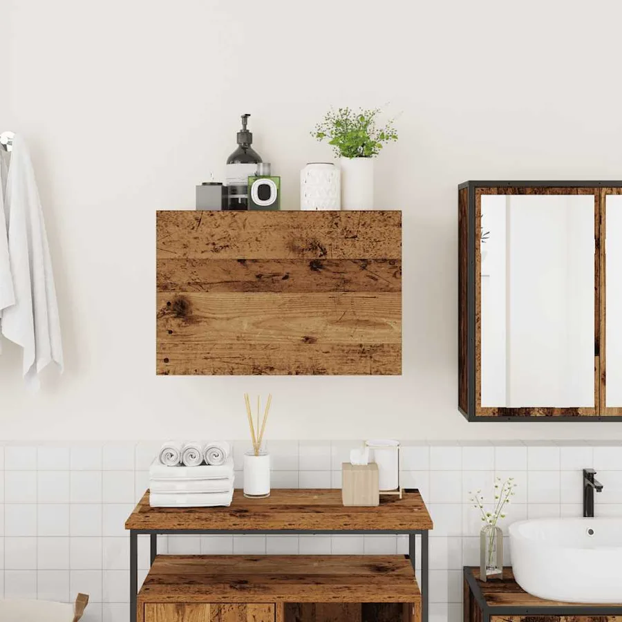 Armoire murale de bain vieux bois 60x25x40 cm bois d'ingénierie - 3