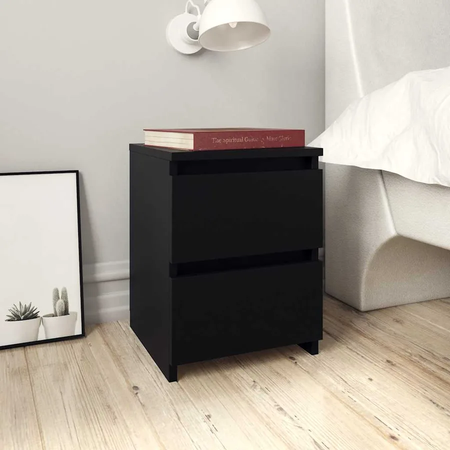 Tables de chevet 2 pcs Noir 30x30x40 cm Bois d'ingénierie - 6