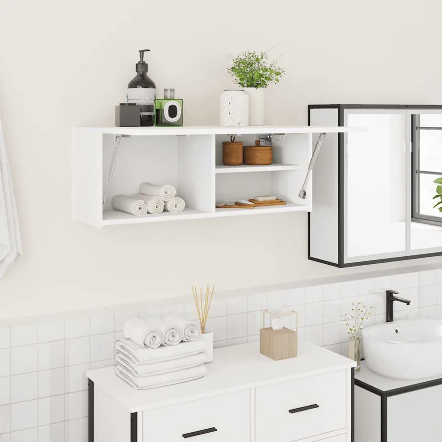Armoire murale de bain blanc 80x25x30 cm bois d'ingénierie