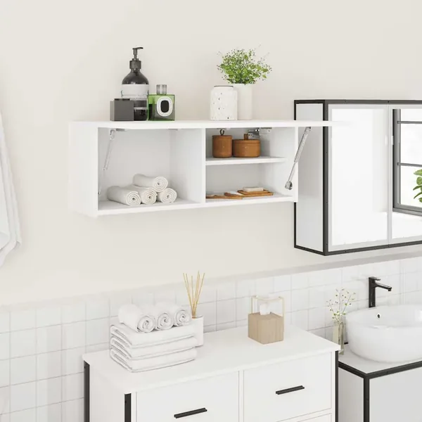 Armoire murale de bain blanc 80x25x30 cm bois d'ingénierie