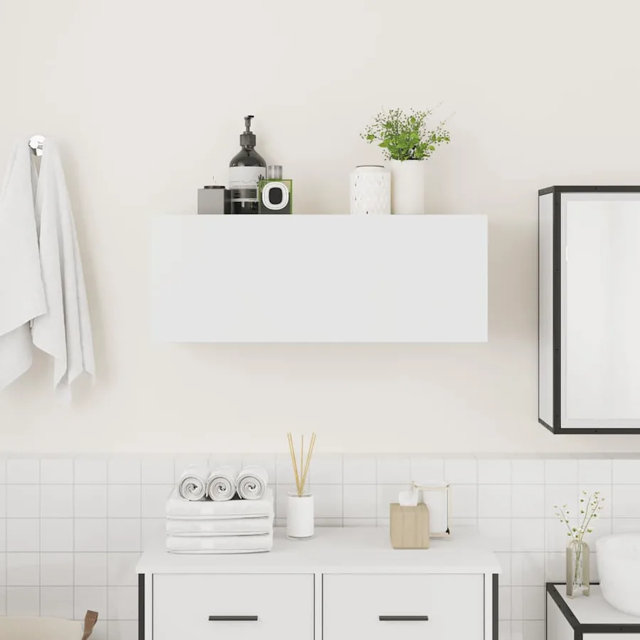 Armoire murale de bain blanc 80x25x30 cm bois d'ingénierie - 3