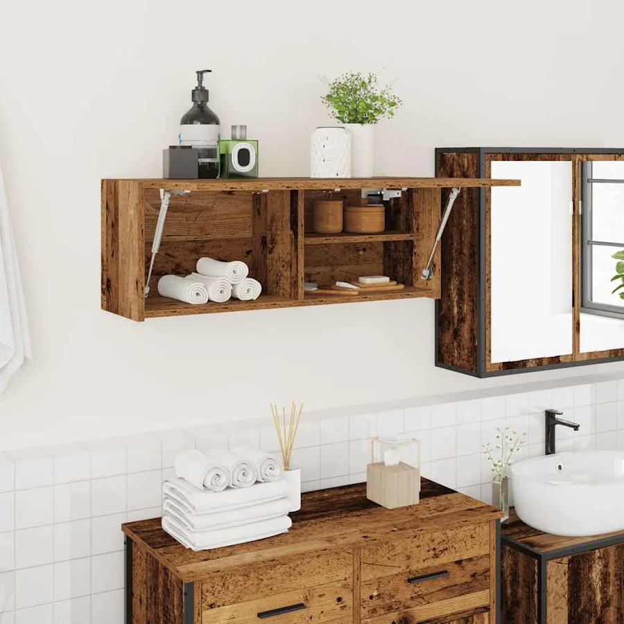 Armoire murale de bain vieux bois 80x25x30 cm bois d'ingénierie