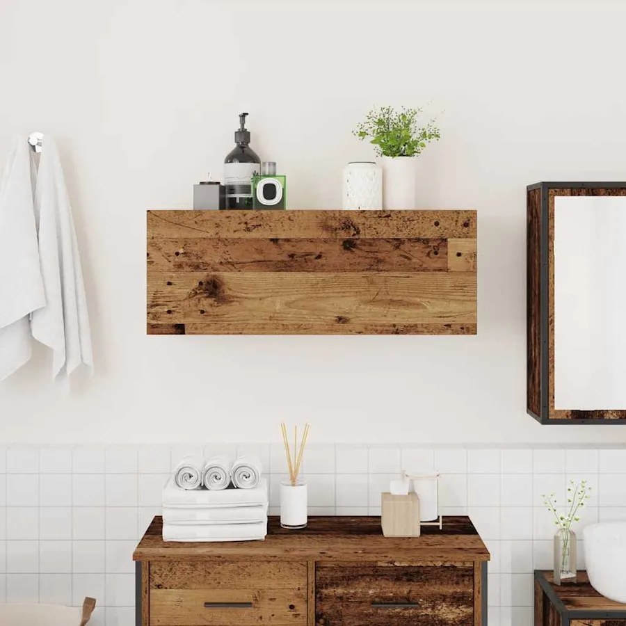 Armoire murale de bain vieux bois 80x25x30 cm bois d'ingénierie - 3