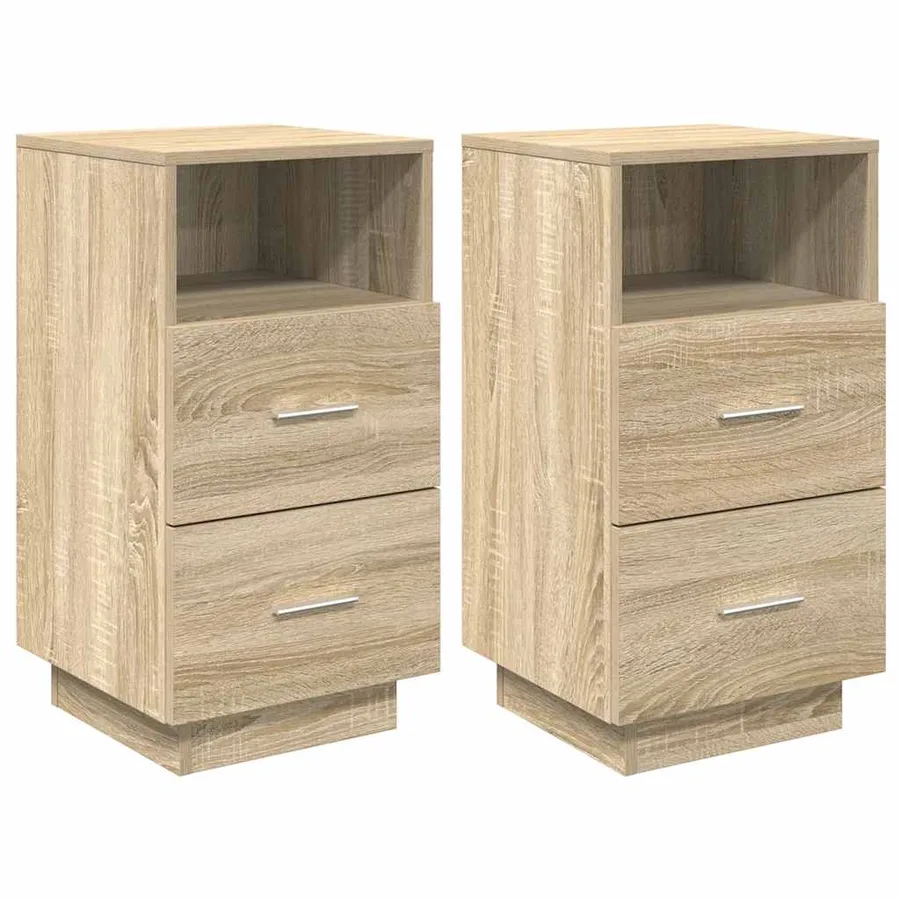Tables de chevet 2 pcs avec 2 tiroirs chêne sonoma 36x36x68 cm - 2