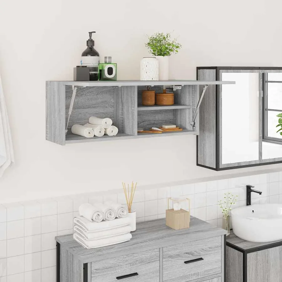 Armoire murale de bain sonoma gris 80x25x30cm bois d'ingénierie